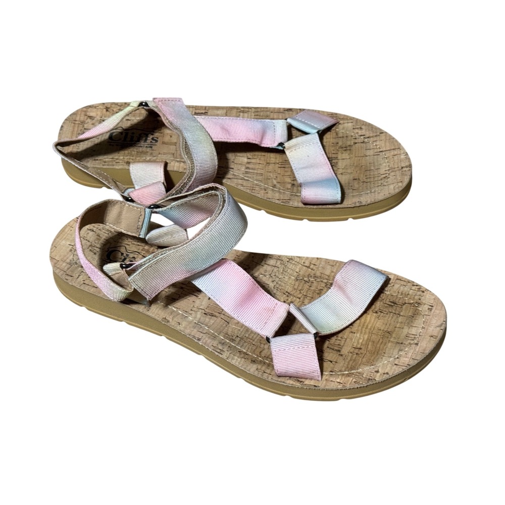 Cliffs White Mountain Tie Dye Sandals Womens 7M Multi Color Good Strappy Cork